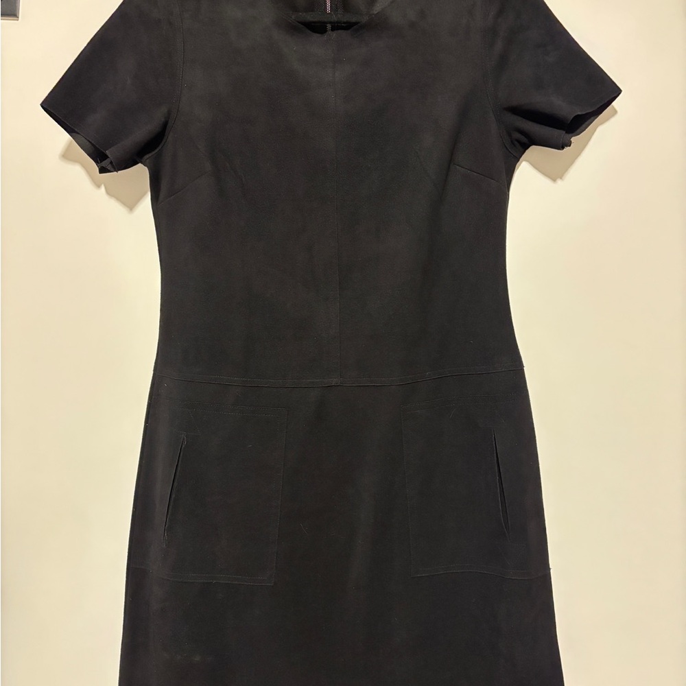 Dex Black Faux Suede Short Sleeve Dress